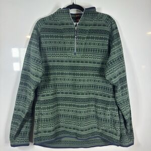 Peter Millar Balsam Thermal Micro Fleece Sweater Mens XL Green 1/2 Zip Fair Isle